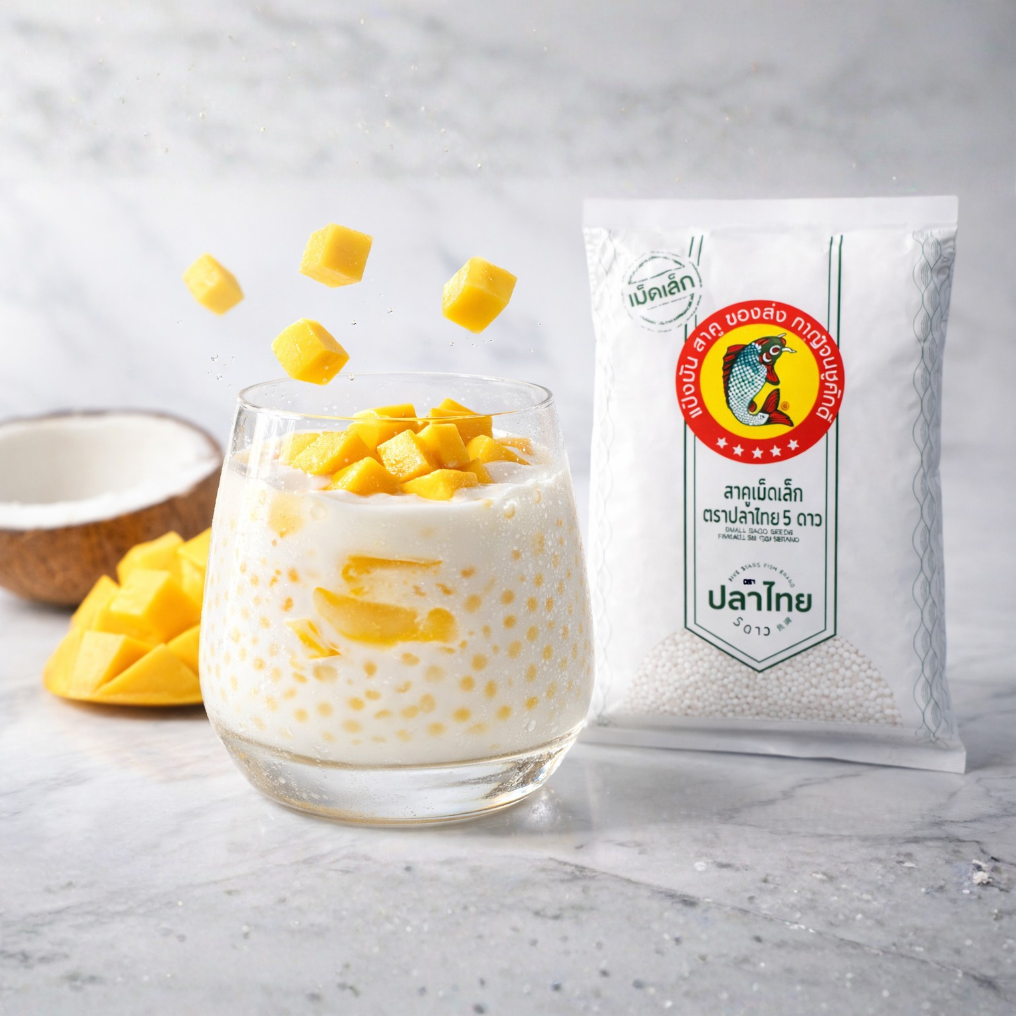 Sago mit Mango & Kokosmilch (Thai Dessert – Sago Mango)