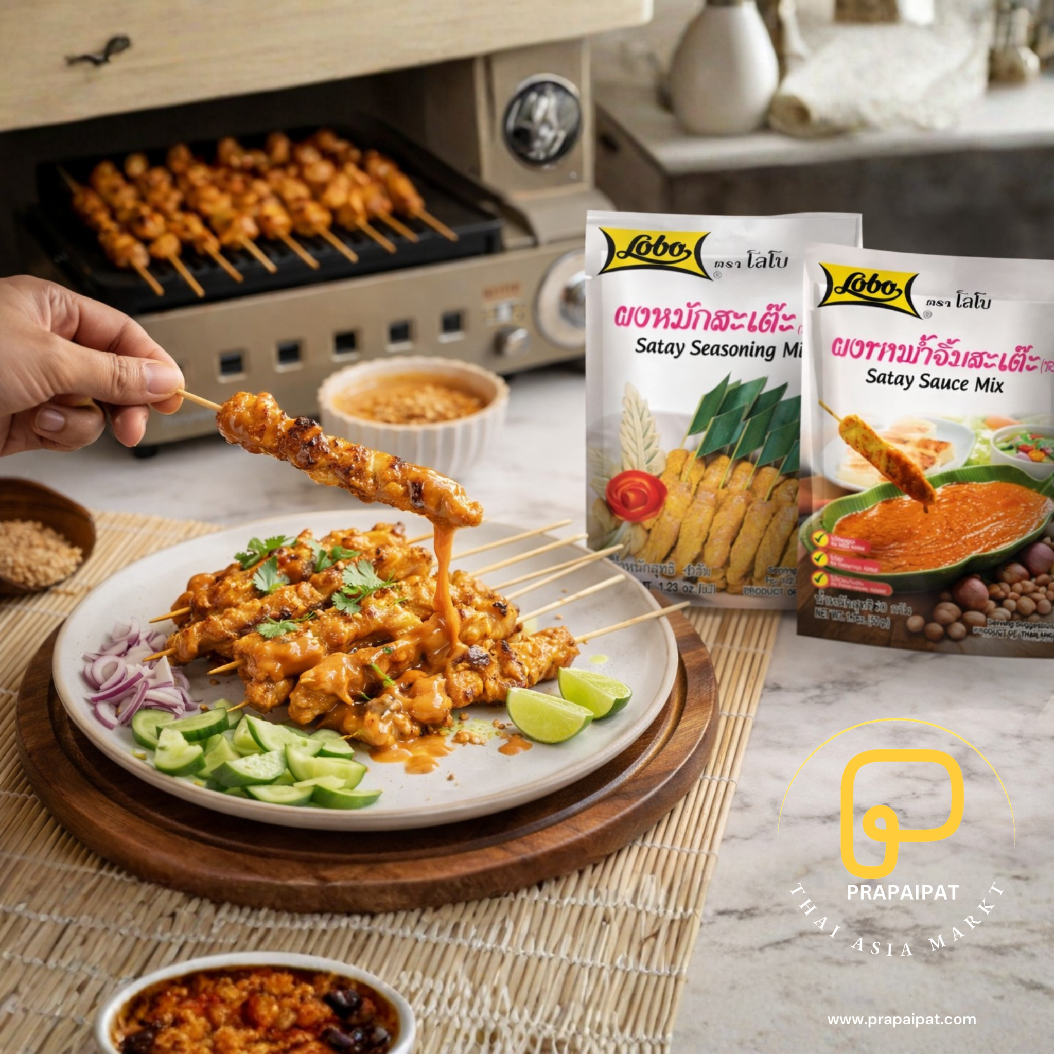 Hähnchen-Satay mit Erdnusssauce (Einfaches Thai-Rezept mit Lobo)