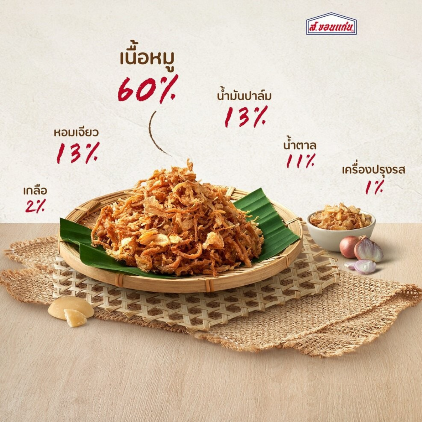 S Khonkaen Crispy Flossy Pork with Fried Shallot 80 Gram หมูฝอย ทรงเครื่อง