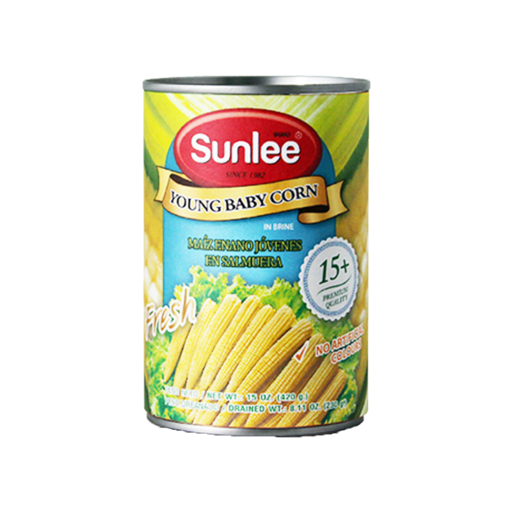 Sunlee Baby Corn 410 g ข้าวโพดอ่อน ในกระป๋อง