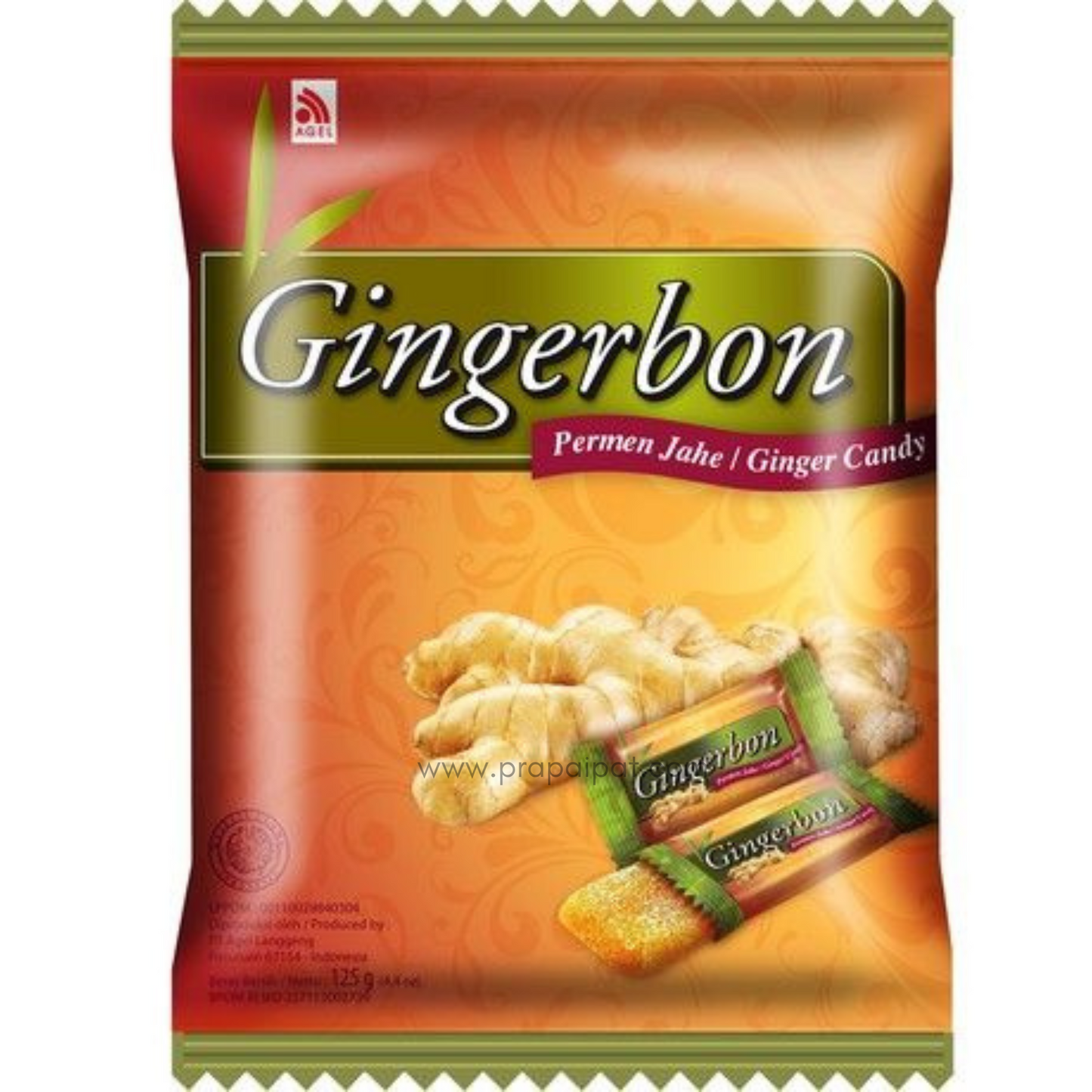 GINGERBON  Ginger Bonbons 125 g ลูกอมขิง หนึบ