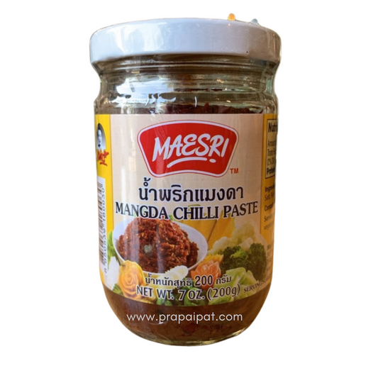 der Marke Mae Sri Nam Prik Maengda (Wasserkäfer-Chilipaste) 200 Gram น้ำพริก แมงดา