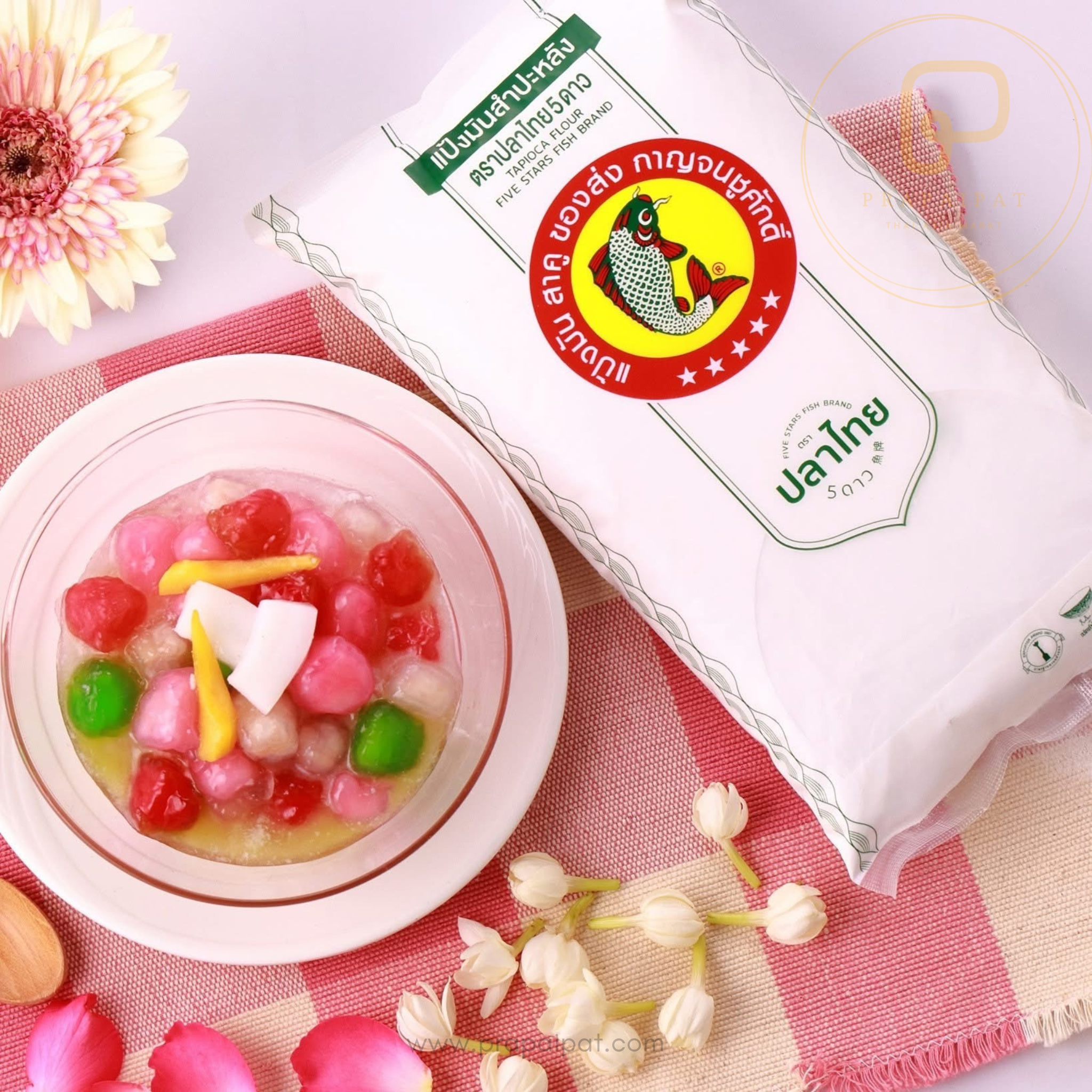 Five Stars Fish Brand Tapiokastärke 400 g แป้งมัน สำปะหลัง ตราปลาไทย 5 ดาว
