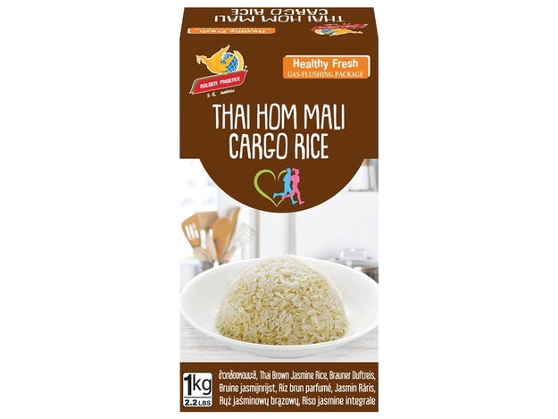 Thai Hom Mali Cargo Reis (Jasminreis) Golden Phoenix 1 kg ข้าวกล้อง หอมมะลิ ตราหงษ์ทอง