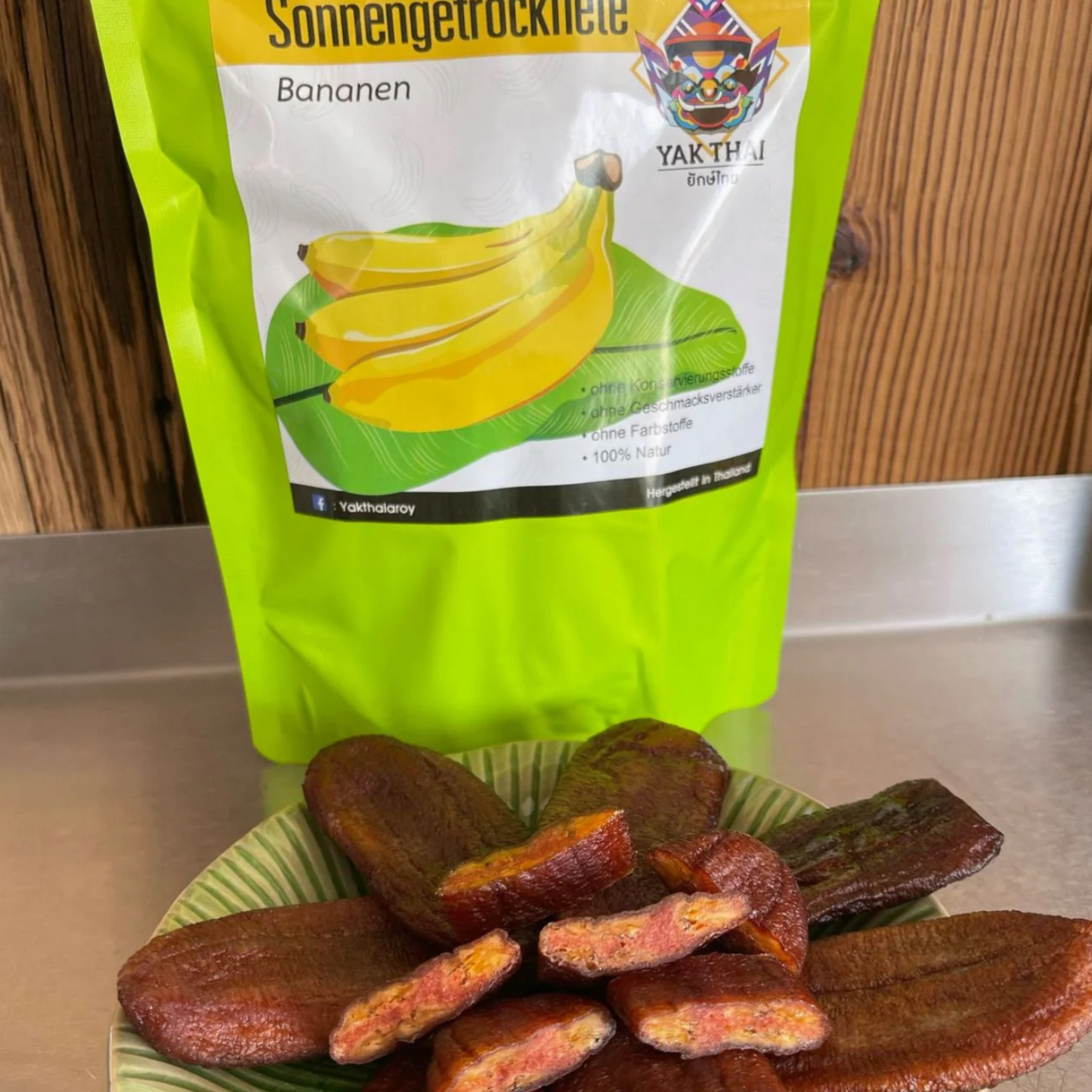 Yak Thai Bananen Sonnengetrocknet กล้วยตาก ยักษ์ไทย 250 gram (12–15 Bananen)