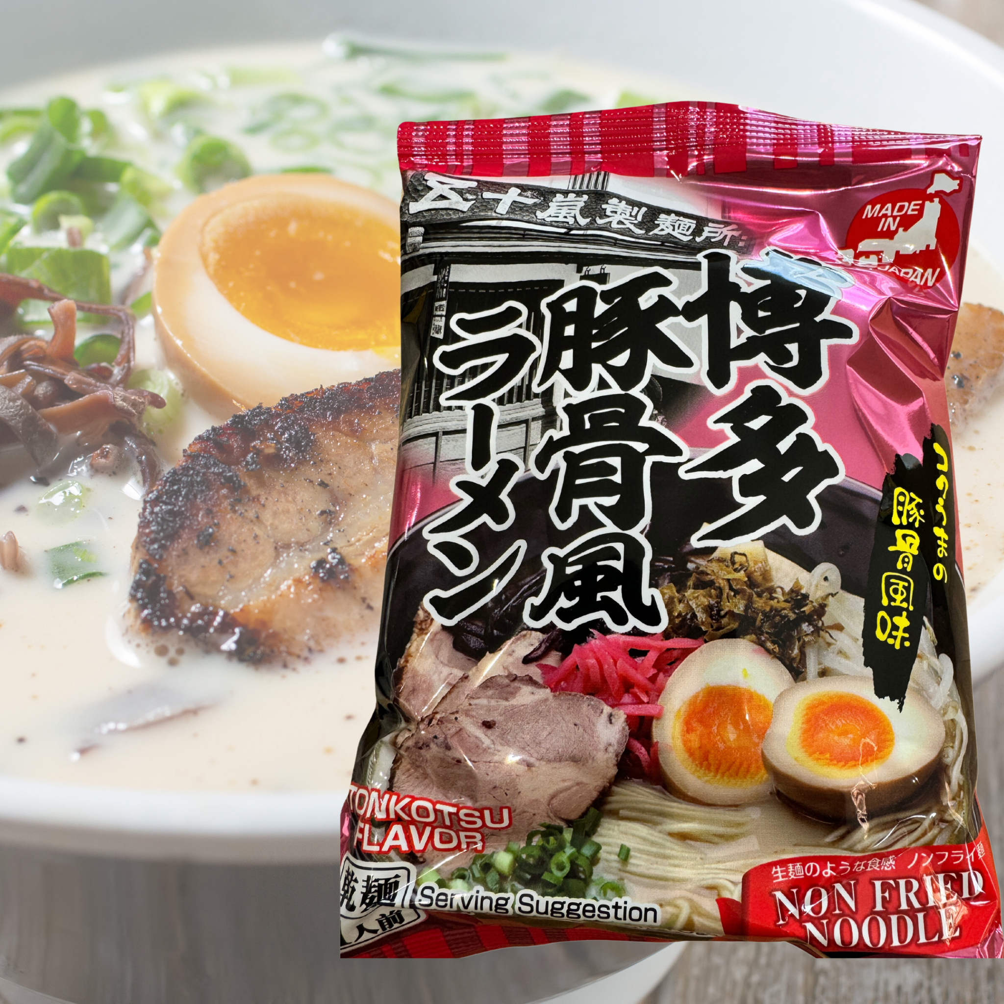 IGARASHI SEIMEN Instant Ramen mit Tonkotsu Sauce, (Hakata Tonkotsu Ramen) 110 g