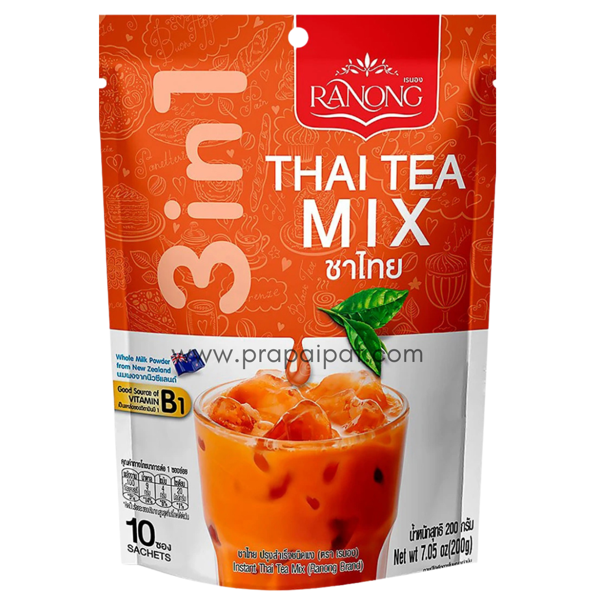 Ranong Thai Milk Tea Mix 3In1 Bag (10x20Gram) ชาไทย สำเร็จ พร้อมชง