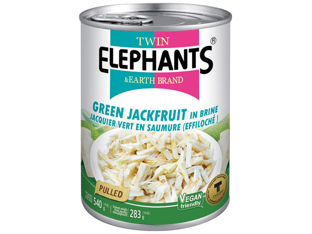 Twin Elephants Green Jackfruit (Pulled) 540 g เนื้อขนุนอ่อน ฉีก เส้น