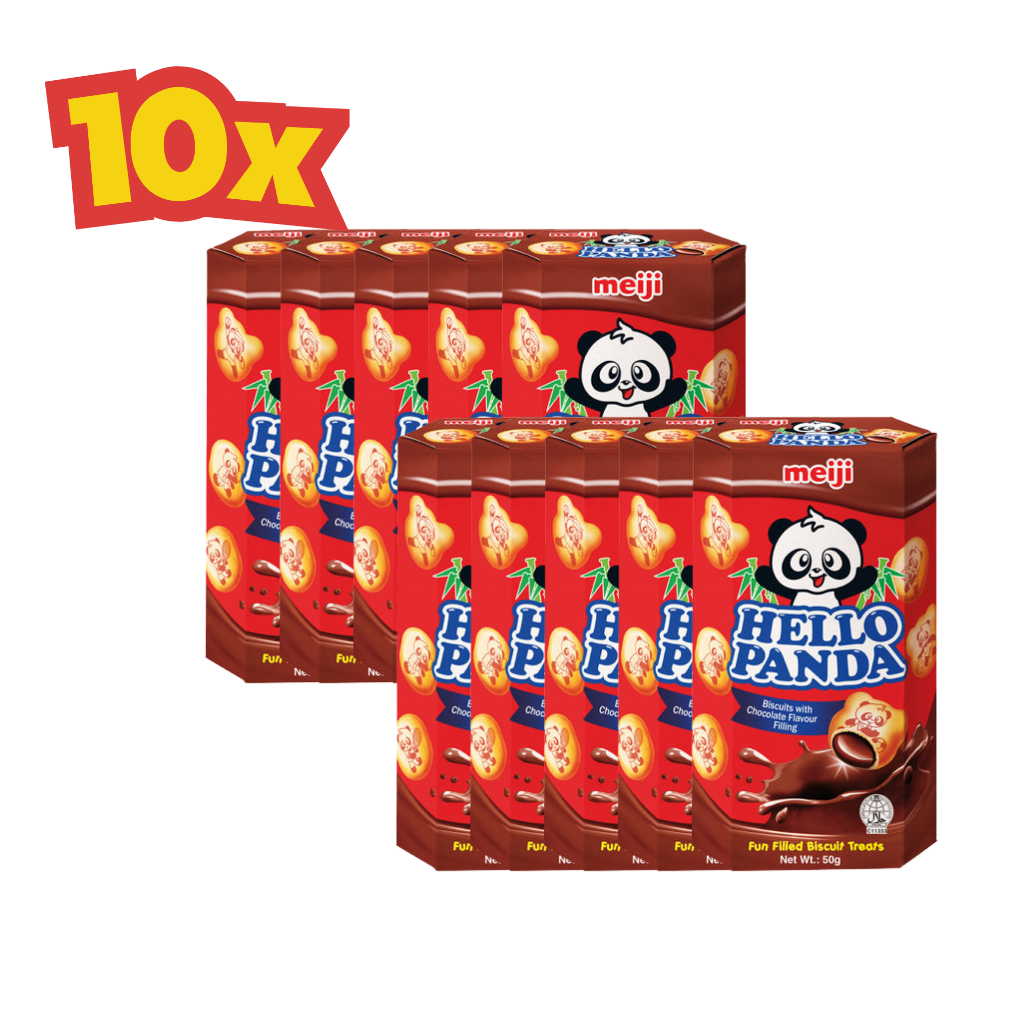10X Chocolate Meiji Hello Panda Biscuits with Filling 50 g