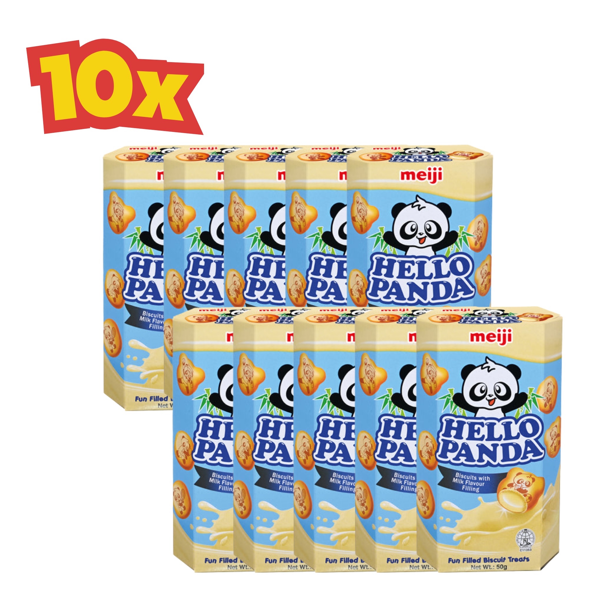 10x Milk Meiji Hello Panda Biscuits with Filling 50 g