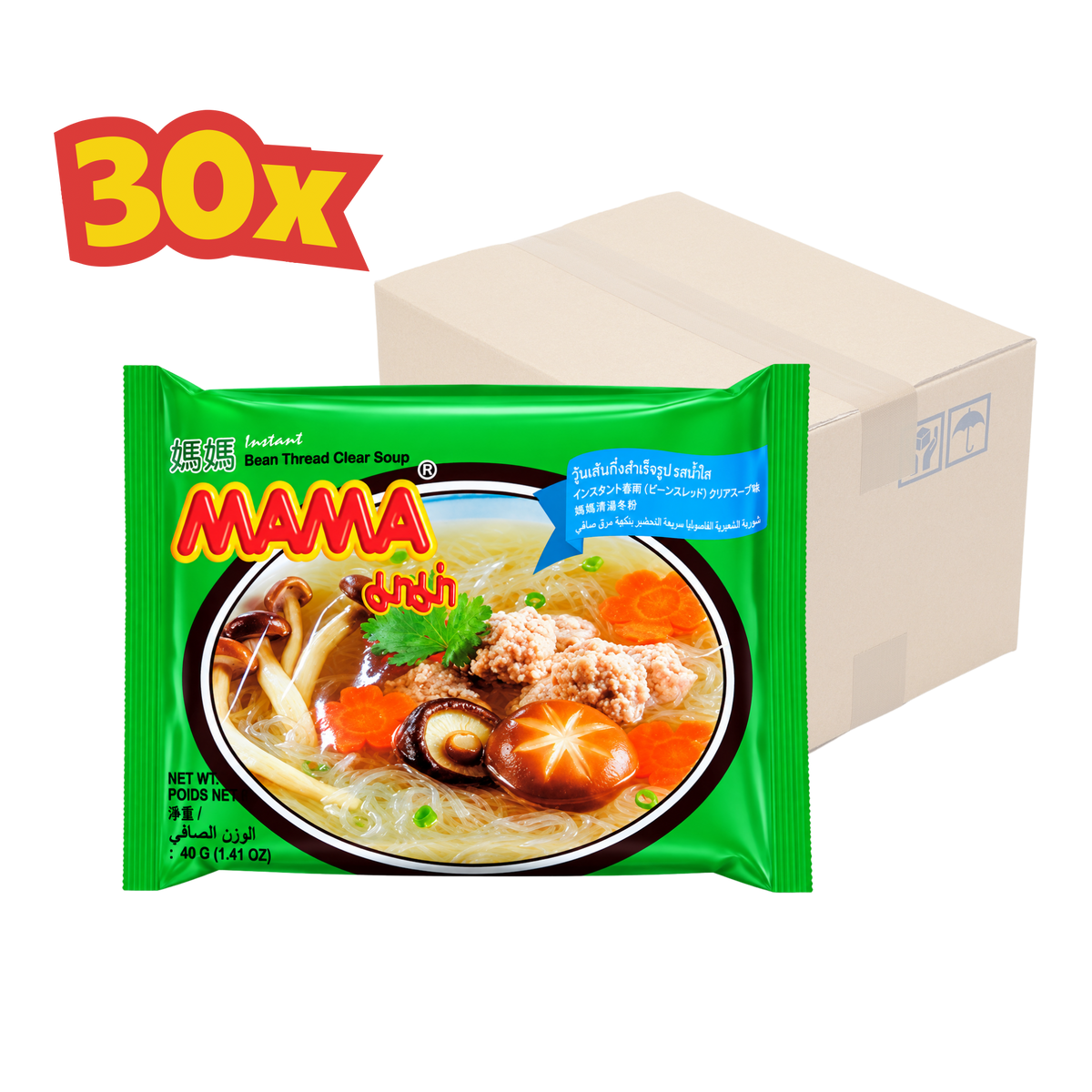 30X Instant Glasnudeln Klare Suppe - Mama 40 g วุ้นเส้น น้ำใส