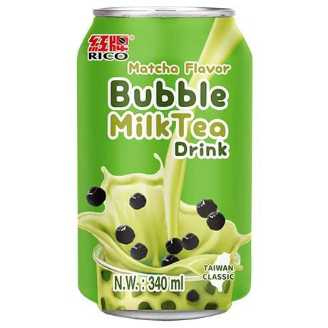 RICO Bubble Milk Tea Drink Matcha 340 ml ชาไข่มุก ชาเขียว boba