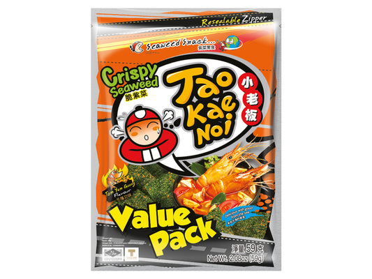 Seetangsnack Tom Yum Goong (Value Pack) Taokaenoi Brand 59 g สาหร่าย เถ้าแก่น้อย รส ต้มยำ