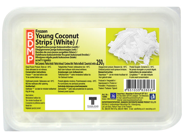 BDMP Young Coconut Strips (White) 250 g เนื้อมะพร้าว หั่นริ้ว (แข็ง)