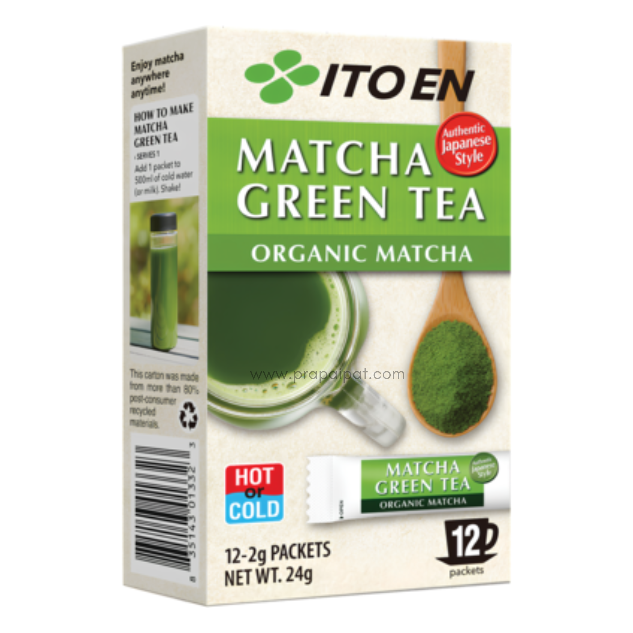 ITOEN Matcha Green Tea Organic Tea Ceremony 12 Sachet (12x2 gram) เกรด พิธีการ สีสวย