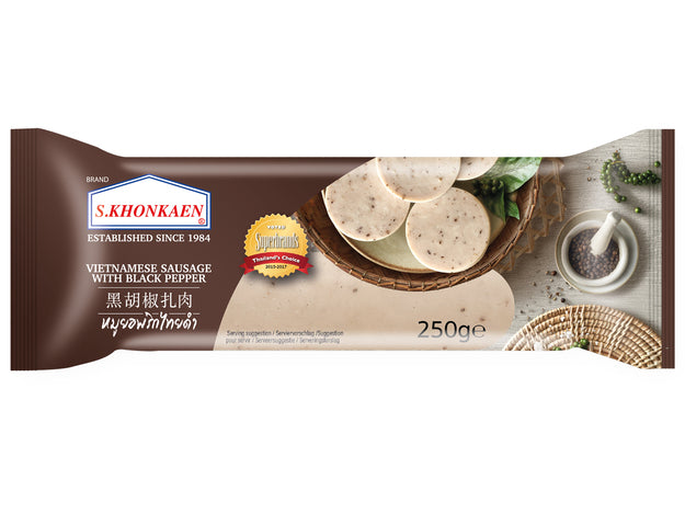 Vietnamese Sausage with Black Pepper S.Khonkaen 250 g หมูยอ พริกไทย ส.ขอนแก่น 📍❄️Tiefkühlprodukte