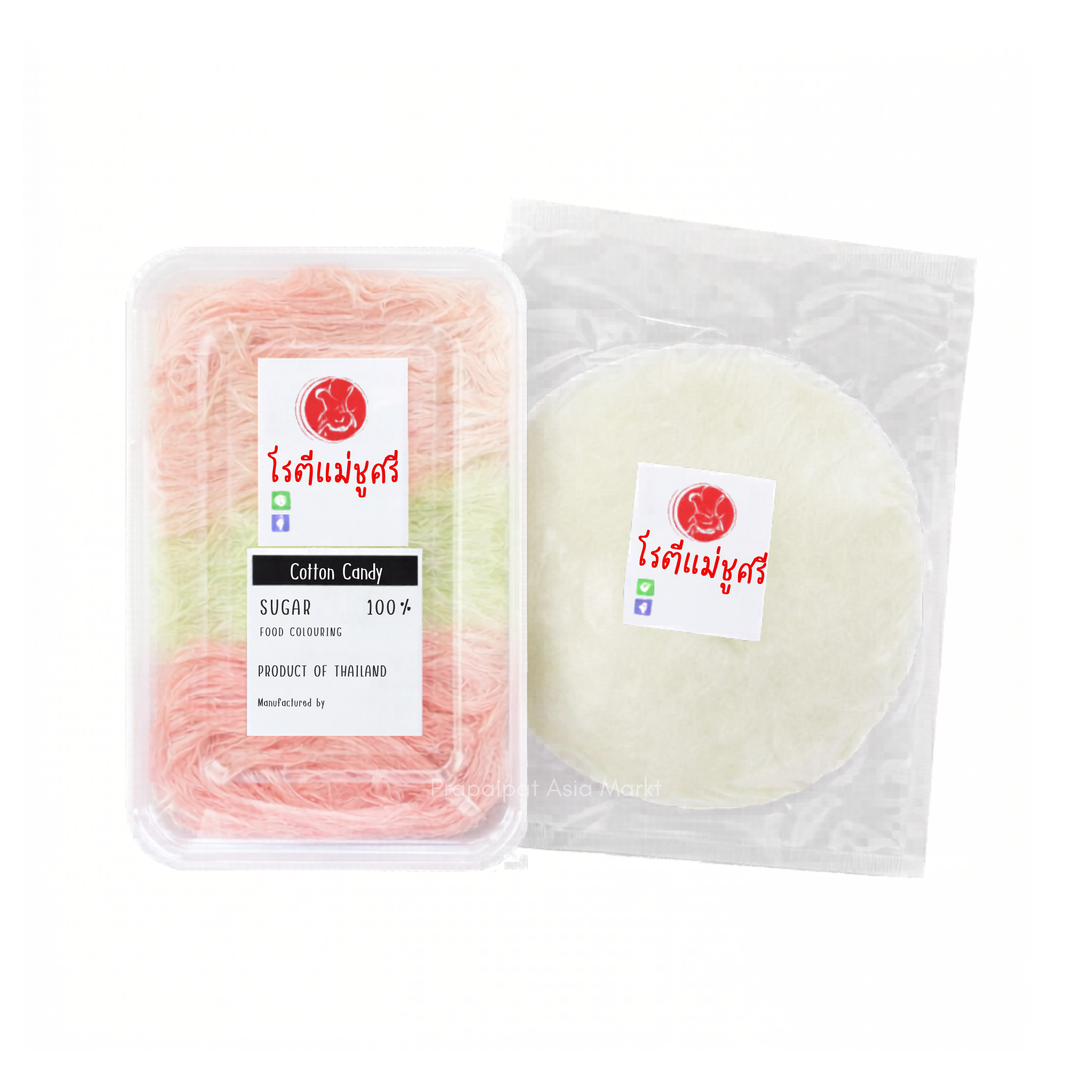 Mae Choo Sri Cotton Candy Rice Pancake Roti Sai Mai Set 450 g โรตี สายไหม