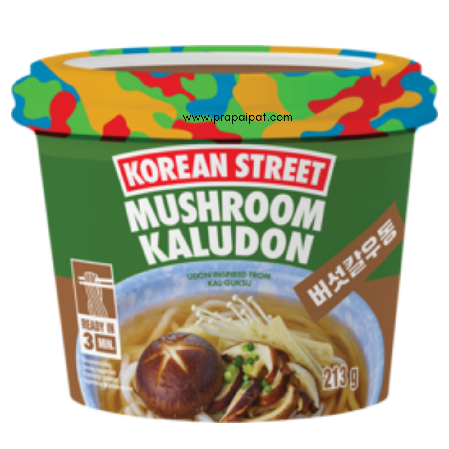 KOREAN STREET Instant-Cup-Nudeln Kaludon Mushroom 213 g อุด้ง รส เห็ด