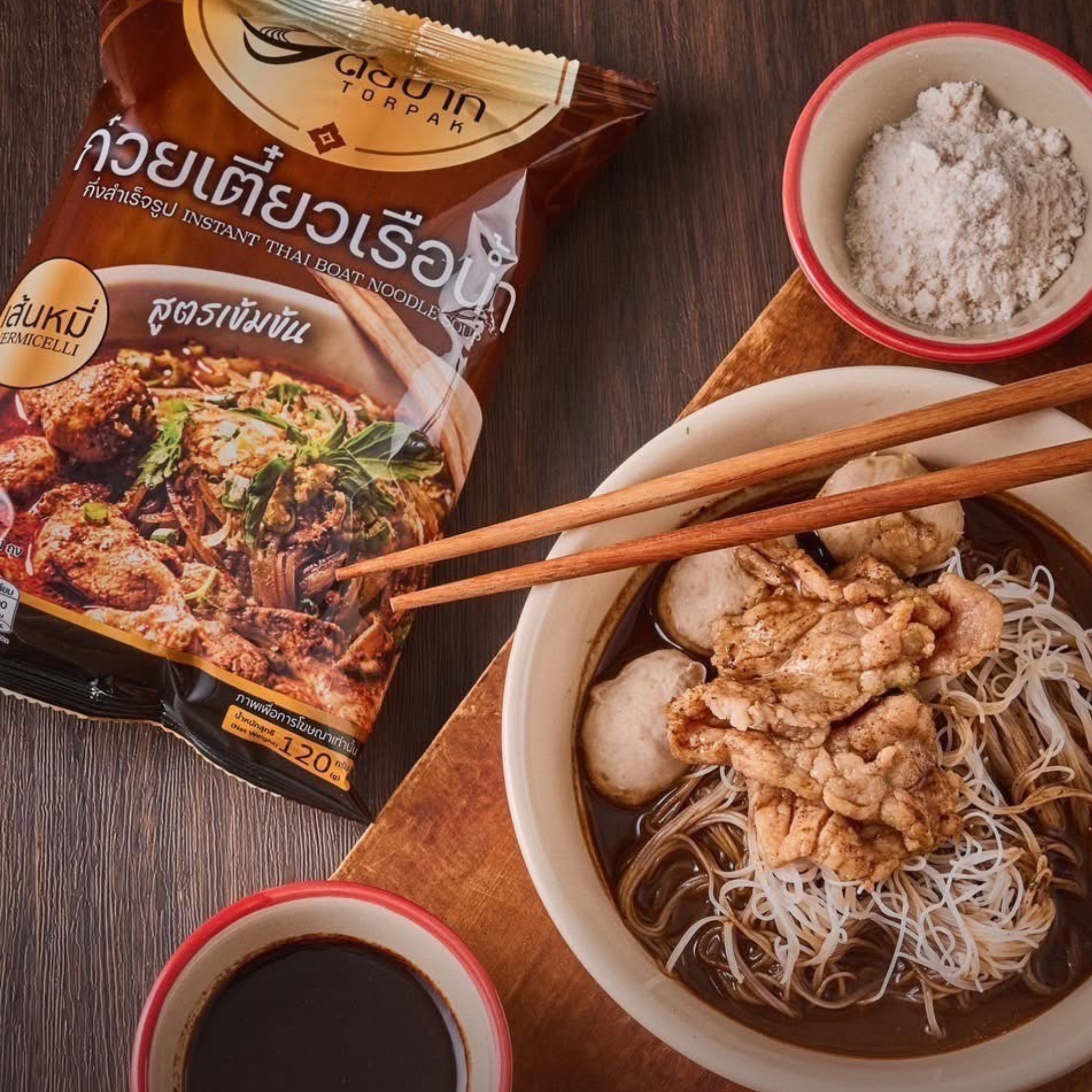 Torpak Instant Thai Boat Noodle เส้นหมี่ ต่อปาก ก๋วยเตี๋ยวเรือ 120 Gram