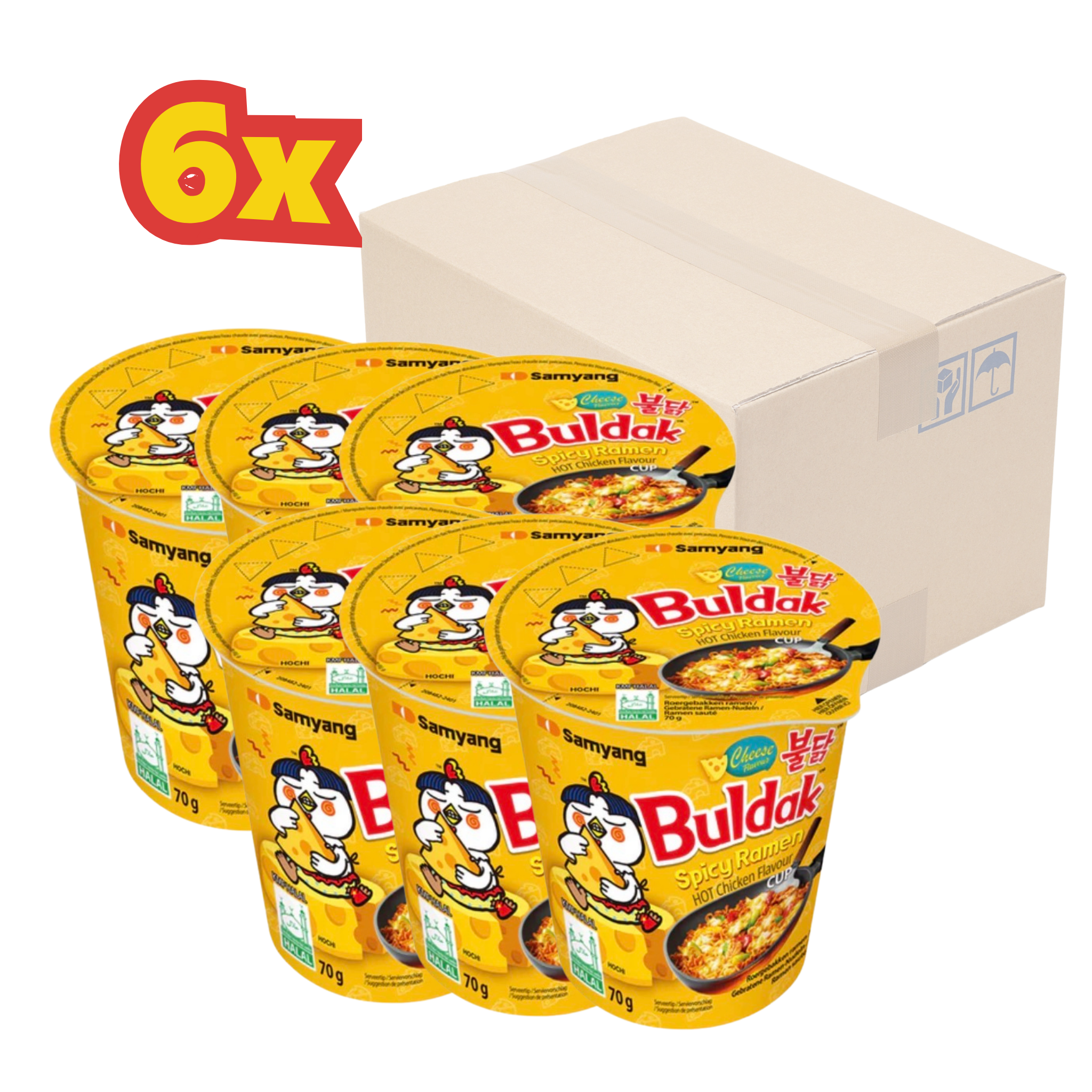 Samyang Buldak Hot Chicken Ramen Cups Buldak 6er-Set