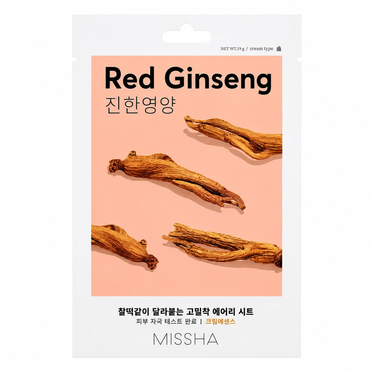 Missha – Airy Fit Sheet Mask Red Ginseng, 1 sheet