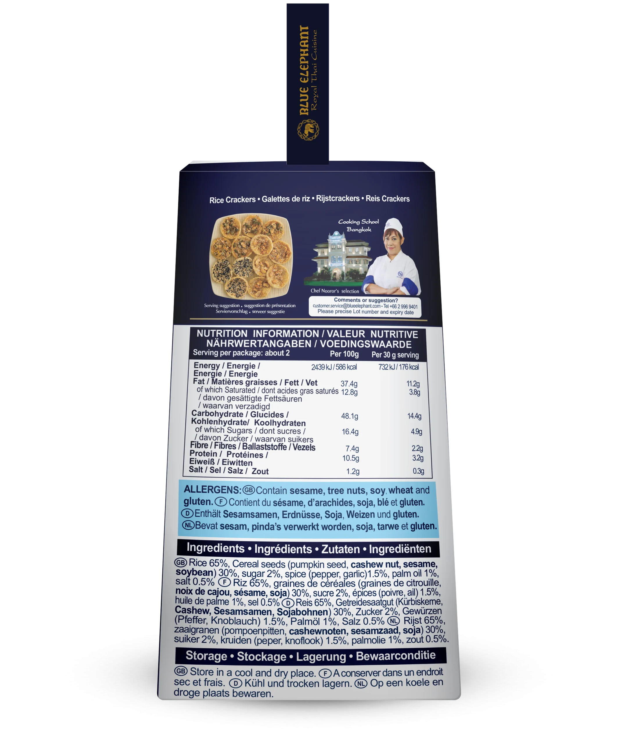 Blue Elephant Rice Crackers Mix 70 g ข้าวตัง หน้าธัญพืช