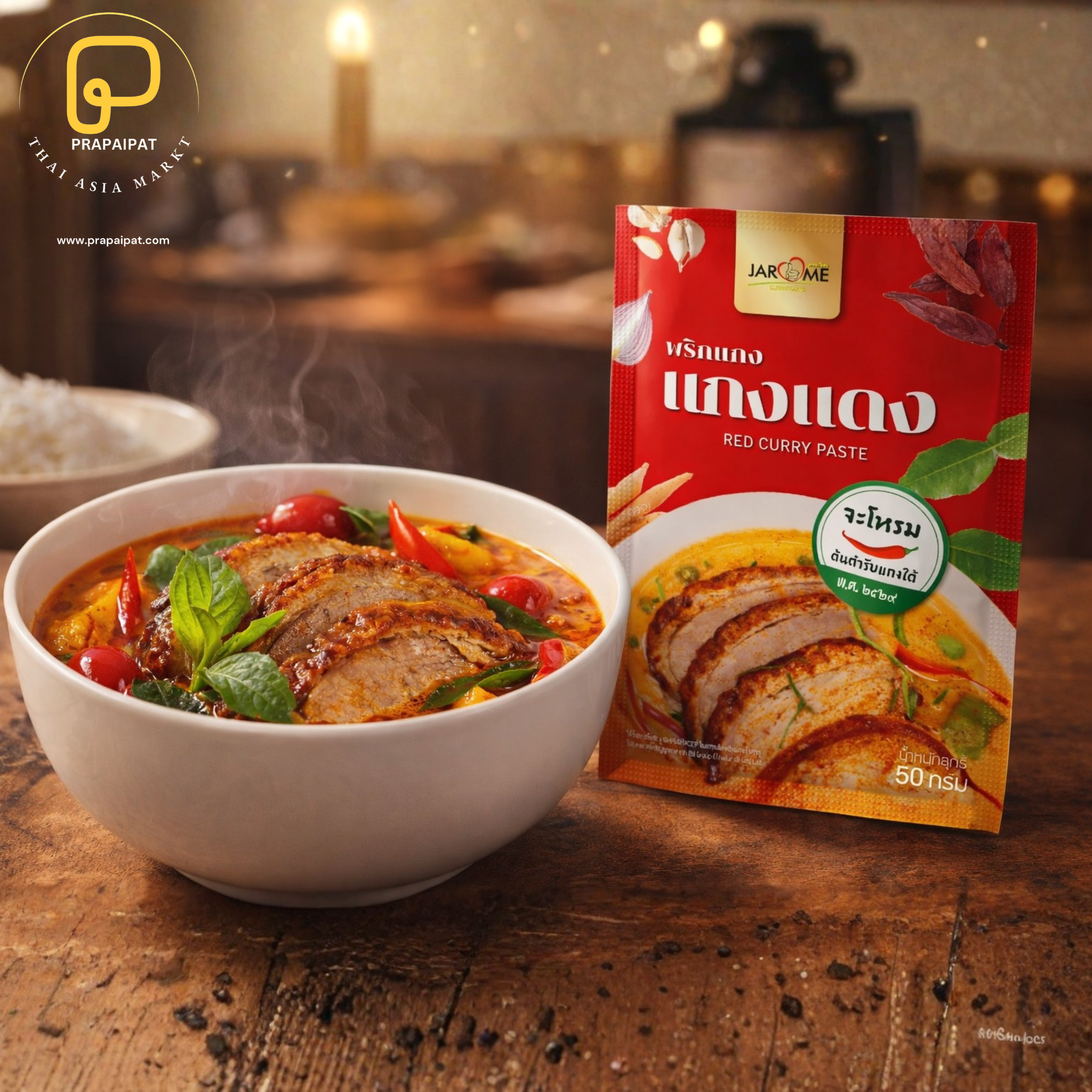 Thai Rotes Curry mit knuspriger Ente (Gaeng Daeng Ped)