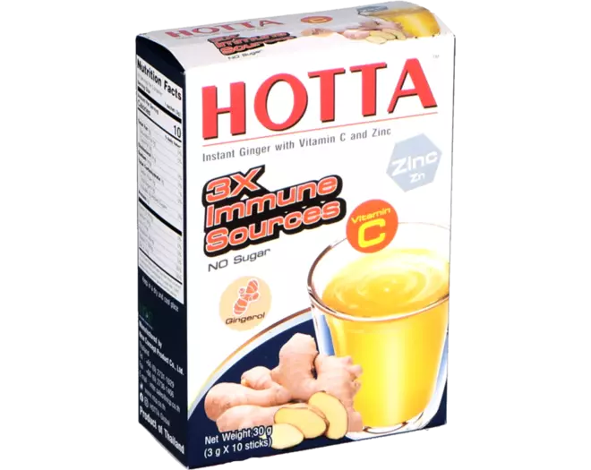 Instant Ginger with Vitamin C & Zinc - No Sugar - 30 g ฮอทต้า น้ำขิง ผสม วิตามิน ซี