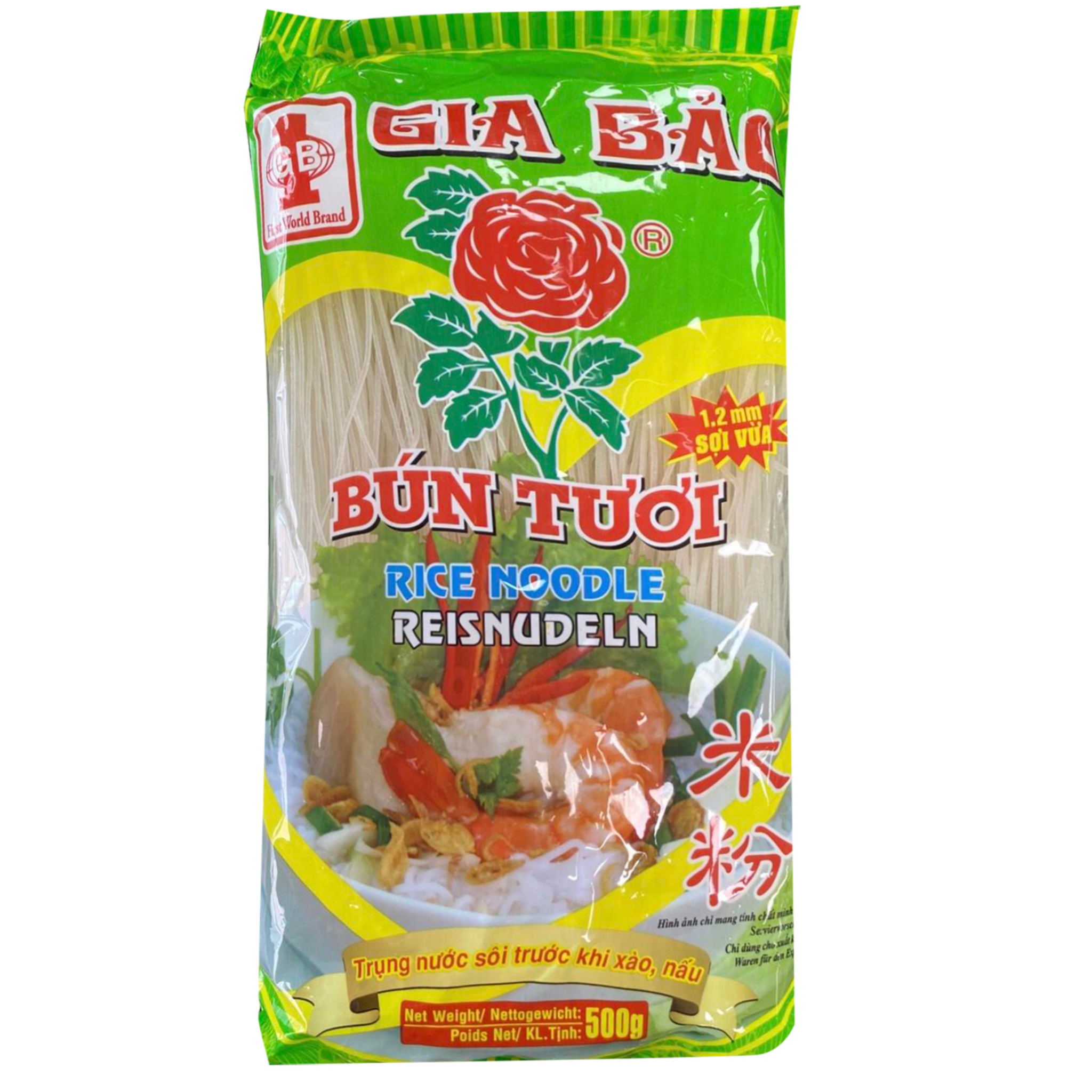 GIA BAO Rice Noodles (Bun Tuoi) 500 g เส้น ขนมจีน ตรากุหลาบ