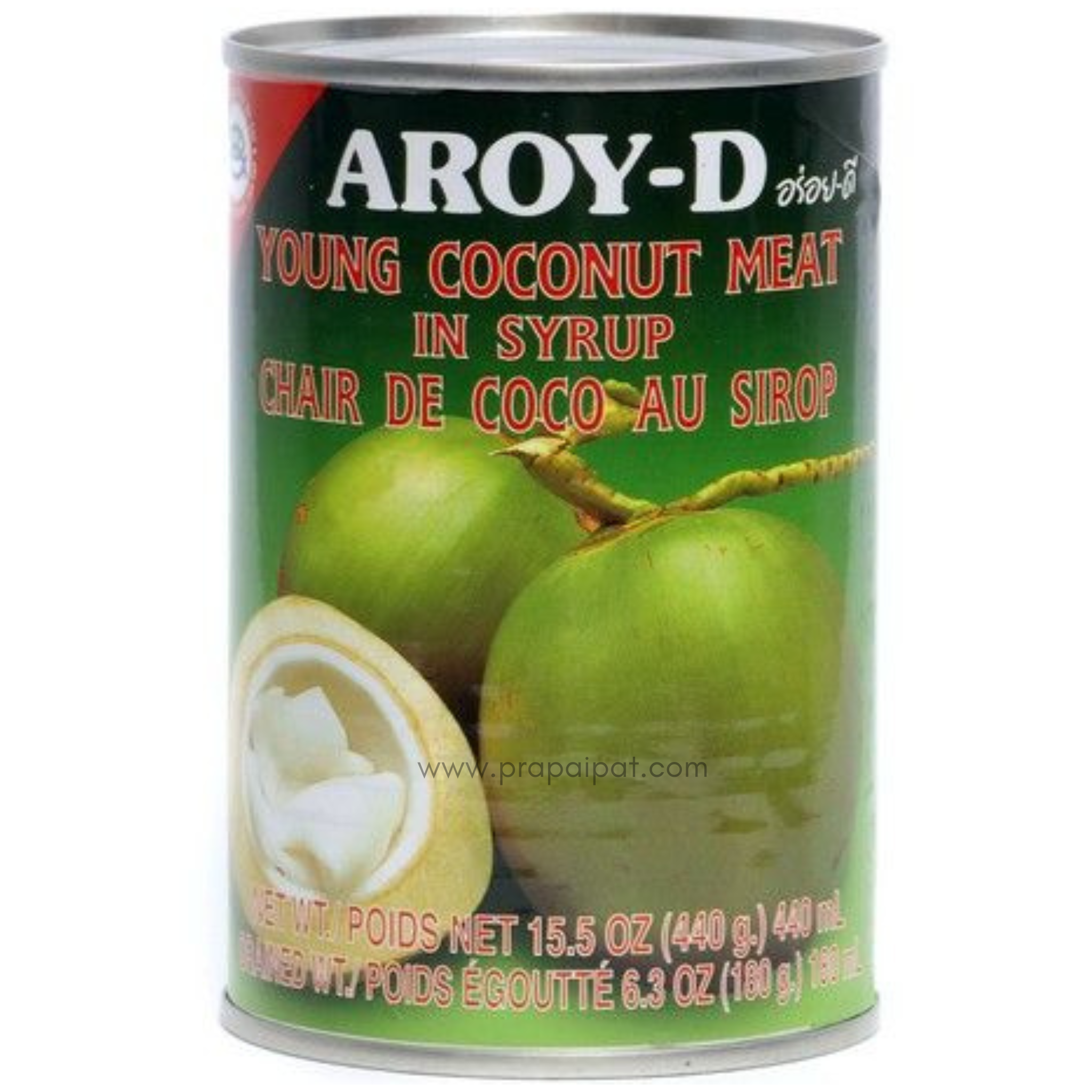 AROY-D Coconut Meat Young in Syrup 425 Gram เนื้อมะพร้่าวอ่อน ในกระป๋อง