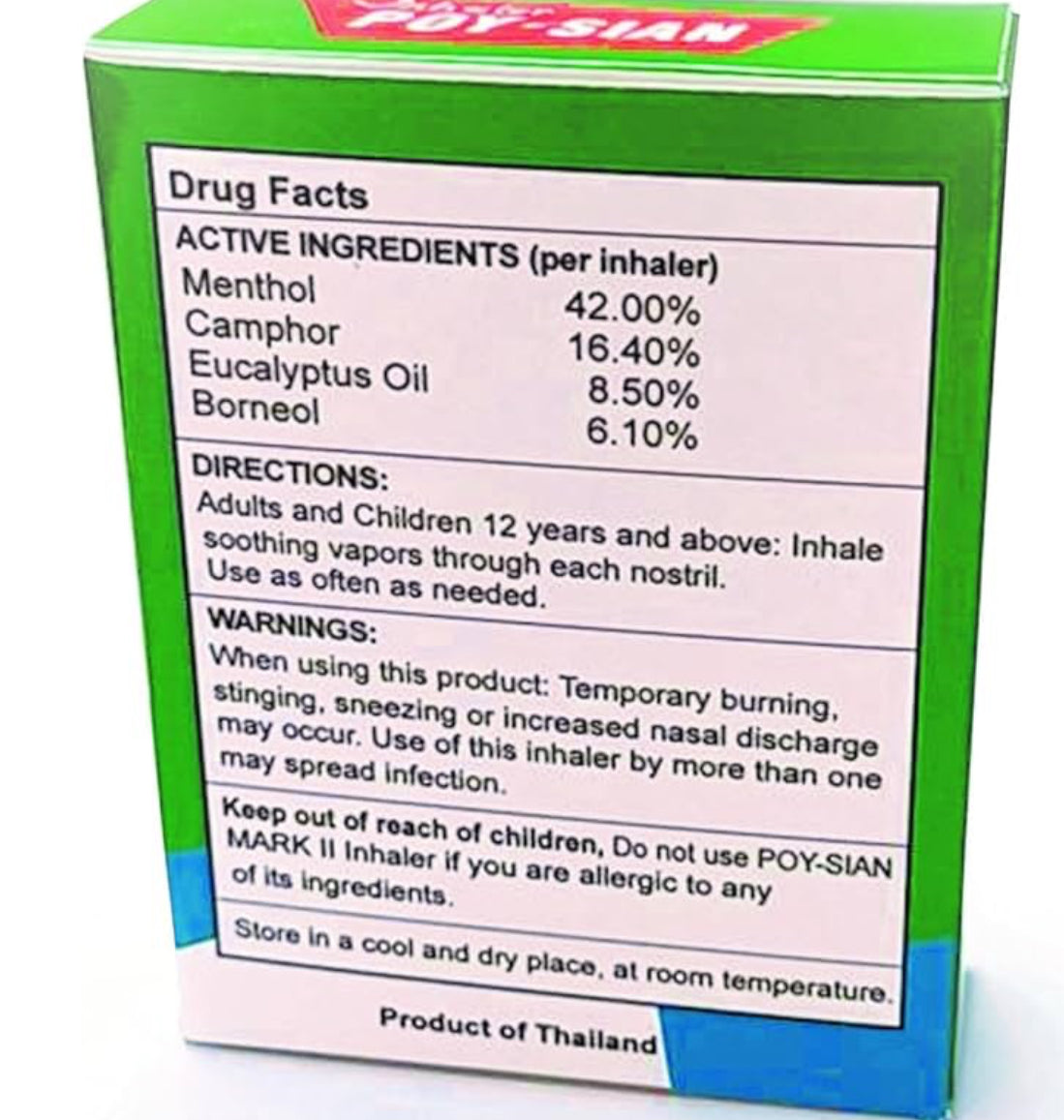 Poy-Sian Naseninhalator (Einzeln, ca. 10g) ยาดม ตรา โป๊ยเซียน