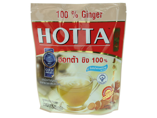 Hotta Instant Ginger Drink - 100 % Ginger (10x) 70 Gram ชาขิง ฮออตต้า สูตรไม่มีน้ำตาล