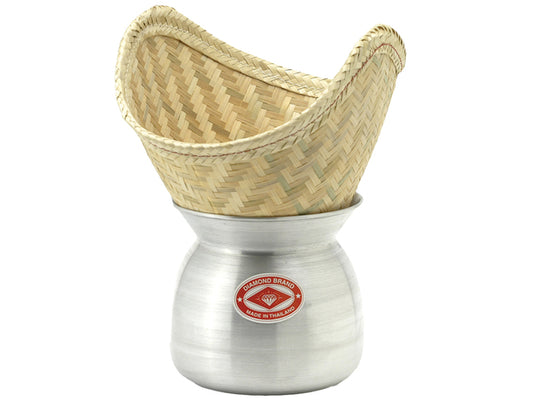 Aluminium Laos Topf & Bambuskorb (22 cm)