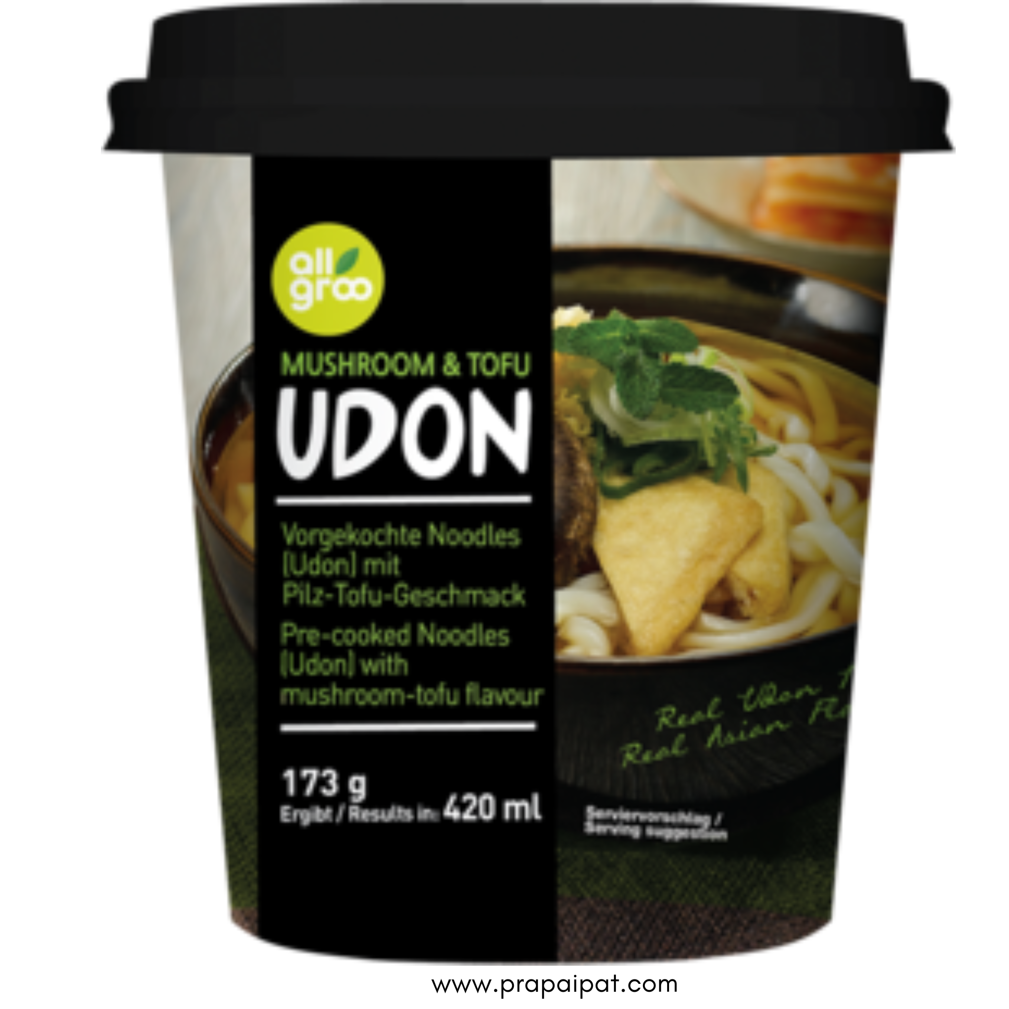 ALLGROO Korea Udon Cup-Nudeln, Pilz und Tofu 173 g