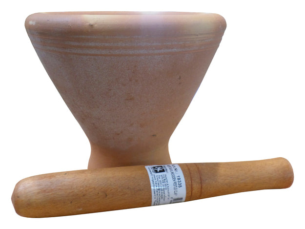 Morta Set ครก ดินเผา พร้อมสากไม้ (Ø 15 cm)