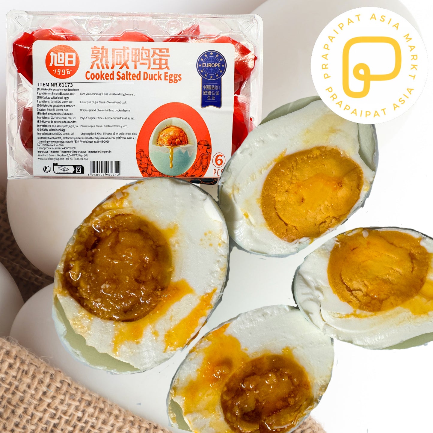 XU RI Salted Boiled Duck Eggs ไข่เค็ม 6pcs
