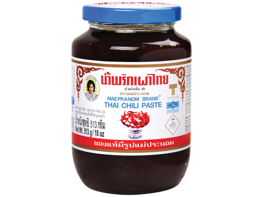 Mae pranom Thai Chilipaste mit gewürzt in Öl 513 Gram น้ำพริกเผา
