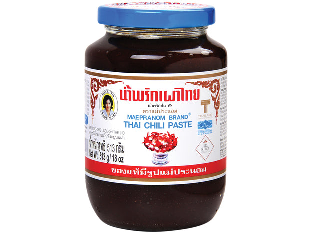 Mae pranom Thai Chilipaste mit gewürzt in Öl 513 g น้ำพริกเผา