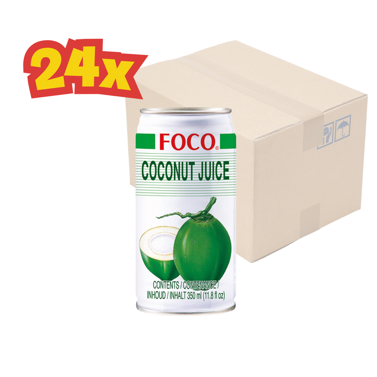 24x Foco Kokosnusssaftgetränk mit Fruchtfleisch, Dose (inkl. 0,25 € DPG Einwegpfand) น้ำมะพร้าว พร้อม เนื้อมะพร้าว