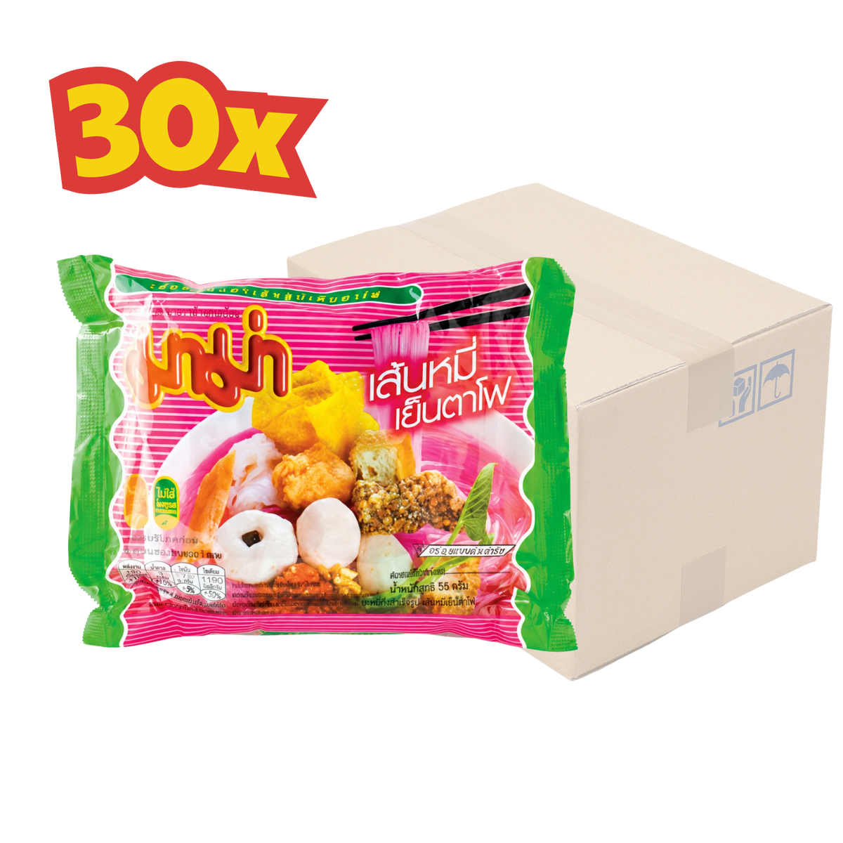 30X MAMA Reisnudeln Vermicelli Yentafo Tofu 55 g เส้นหมี่ไวไว