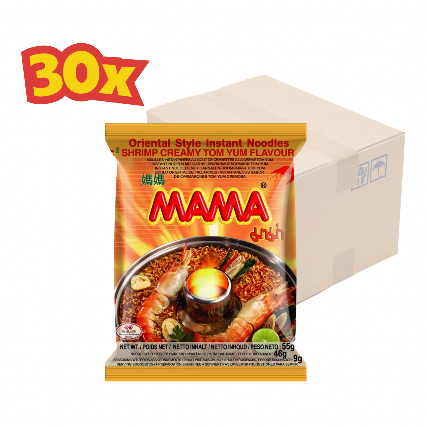 30x MAMA Nudeln Garnelen-Rahm Tom Yum มาม่า ต้มยำกุ้ง น้ำข้น