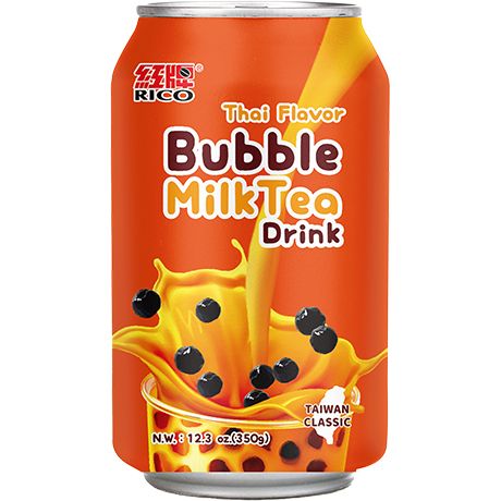 RICO  Bubble Milk Tea Drink Thai Flavor 340 ML ชาไทย ไข่มุก บุก