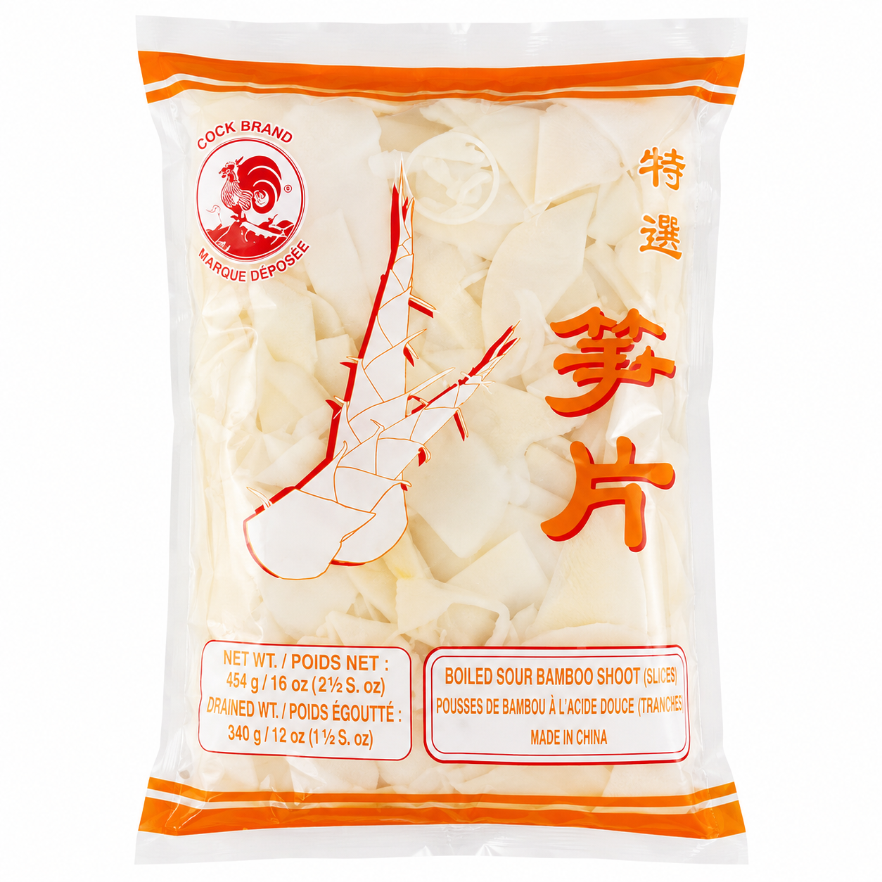 COCK Sour Bamboo Sliced 400 g หน่อไม้ ดองเปรี้ยว