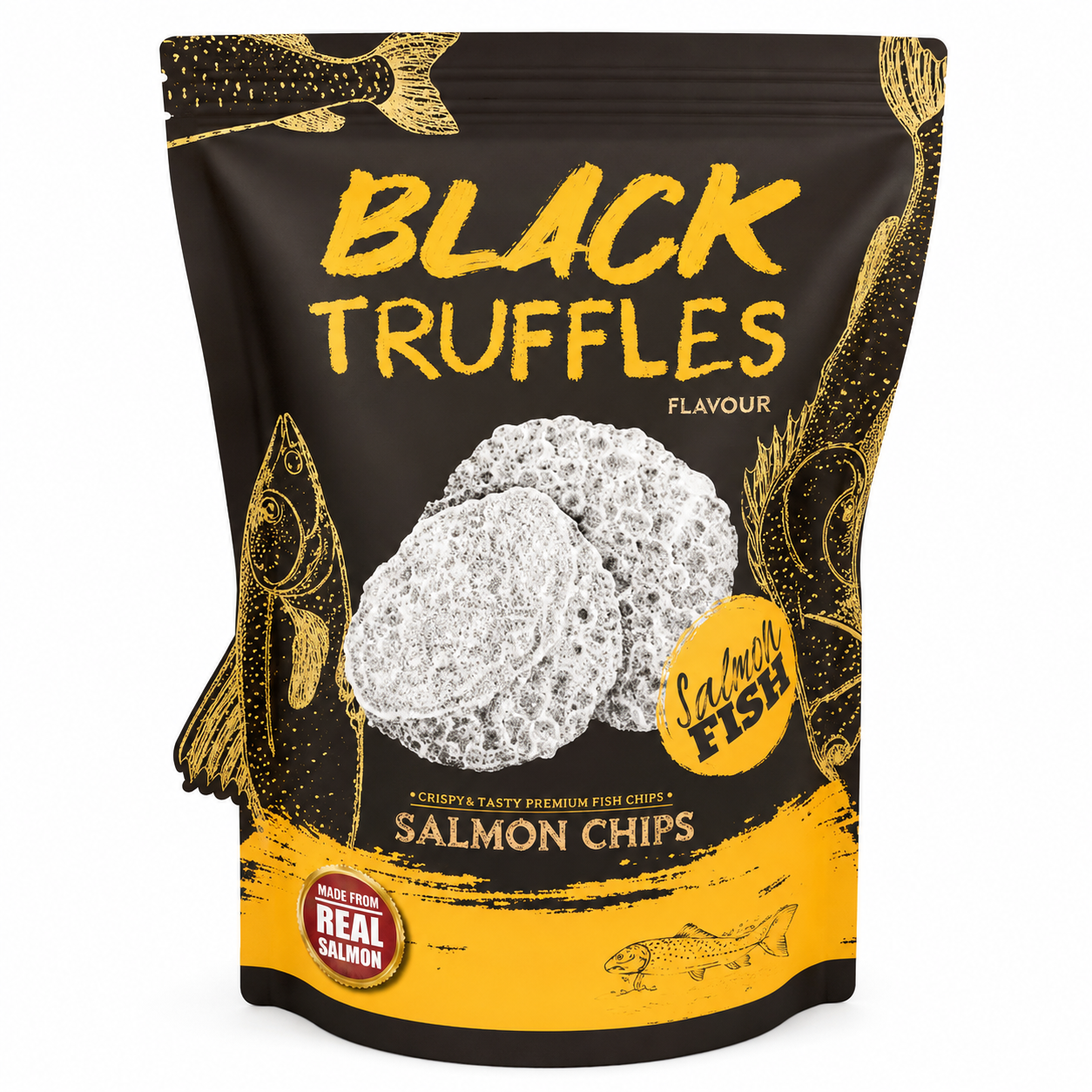 ZEN ZEN Black Truffles Flavoured Salmon Chips 70 g ข้าวเกรียบ ปลาแซลม่อน รสทรัฟเฟิล