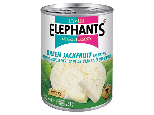 Twin Elephants Green Jackfruit in Pieces 540 g ขนุนอ่อน หั่นแว่น