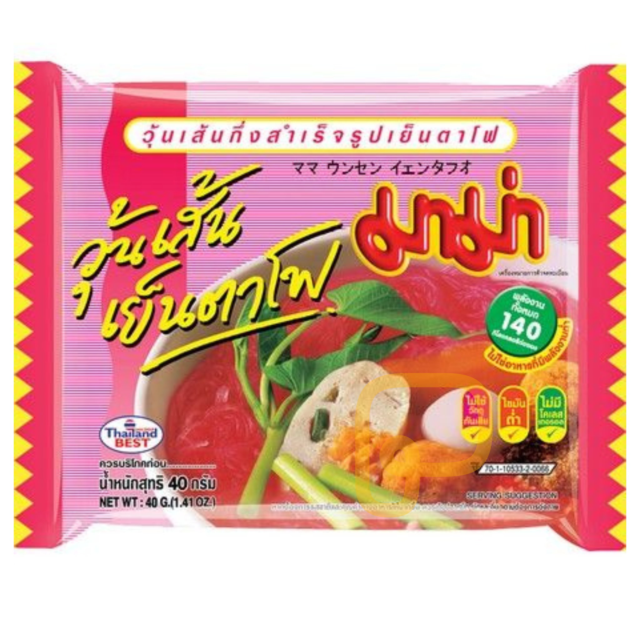 MAMA  Instant Bean Vermicelli Yentafo 40 g วุ้นเส้น เย็นตาโฟ