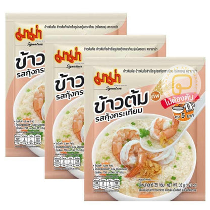 Mama Rice Porridge Garlic Shrimps ข้าวต้ม กุ้ง รสกุ้งกระเทียม (35gram x 3)