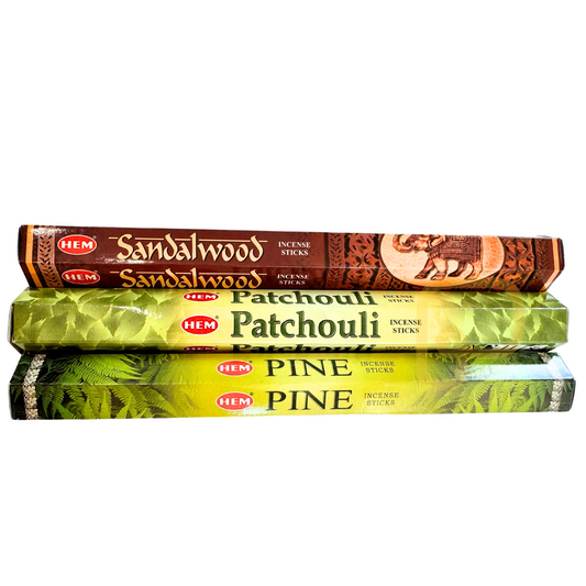 HEM Incense Sticks (Patchouli, Pine, Sandalwood)
