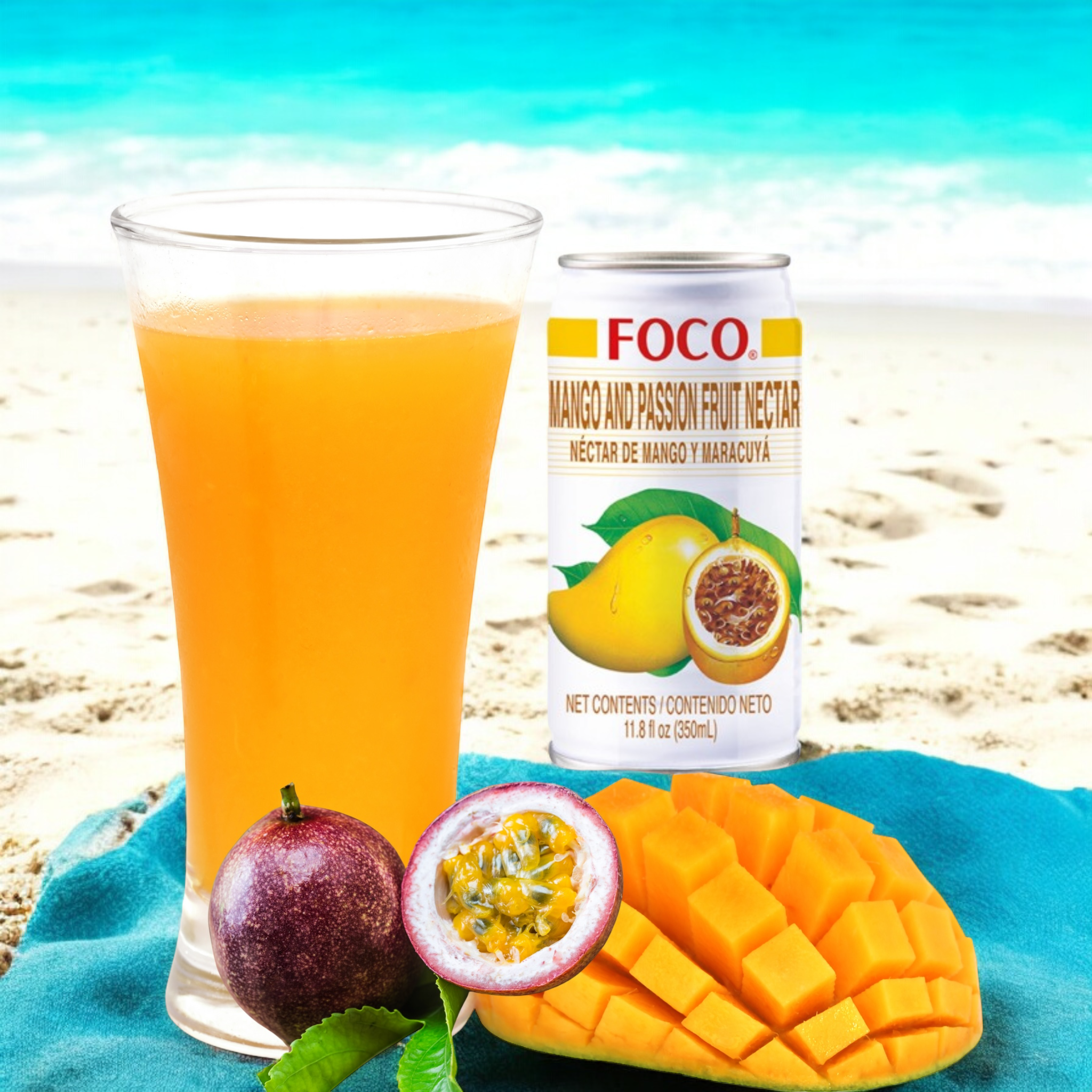 FOCO - Mango and Passion Fruit Drink 350 ml (Dose, inkl. 0,25 € DPG Pfand) น้ำมะม่วง เสาวรส