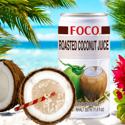 FOCO Getränk aus Kokosnusssaft mit Röstgeschmack 350 ml น้ำมะพร้าวเผา (Dose, inkl. 0,25 € DPG Pfand)